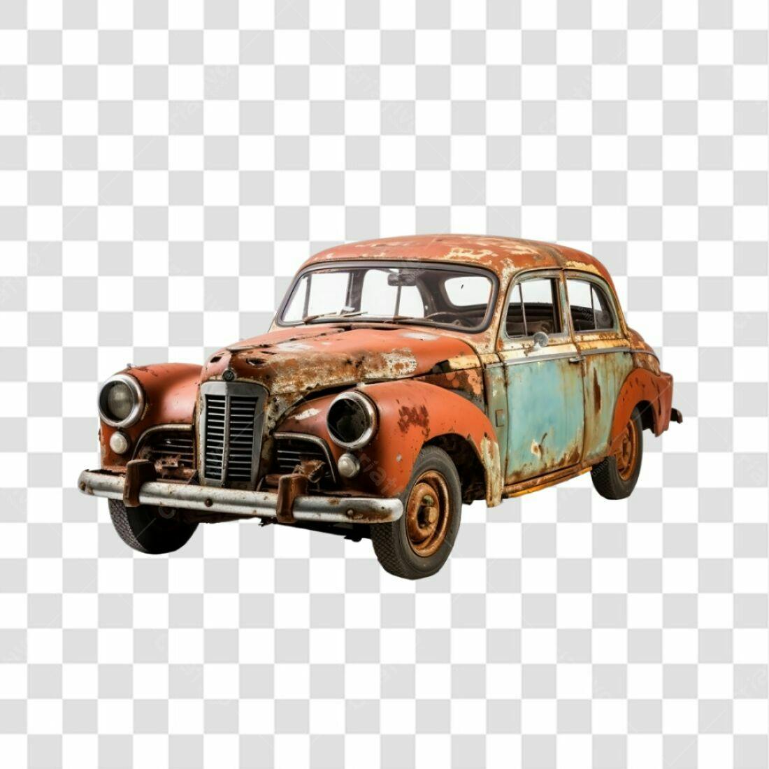 Imagem Carro Vintage enferrujado PNG com fundo transparente