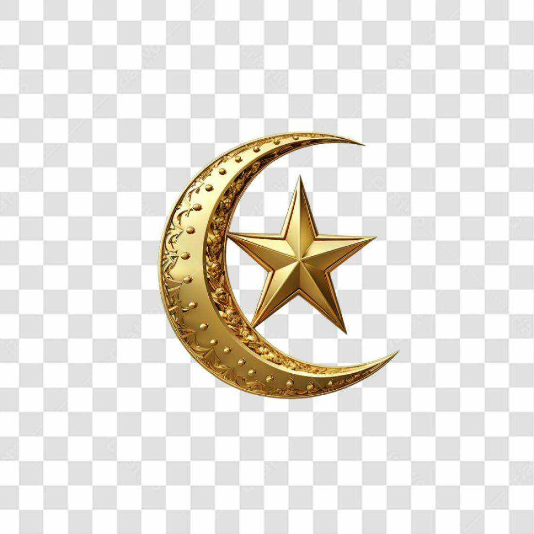 Icone Lua e Estrela Ramadan PNG com fundo transparente