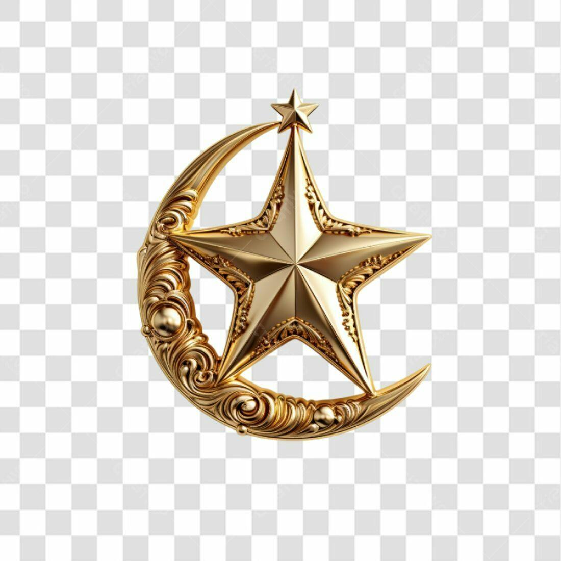Icone Lua e Estrela Ouro PNG com fundo transparente