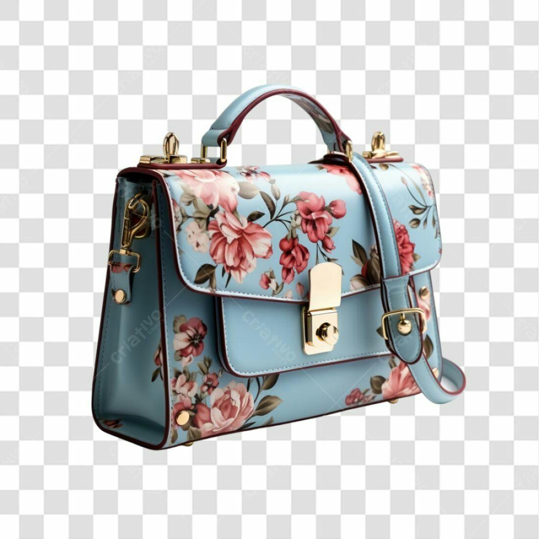 Icone Bolsa Floral Azul PNG com fundo transparente