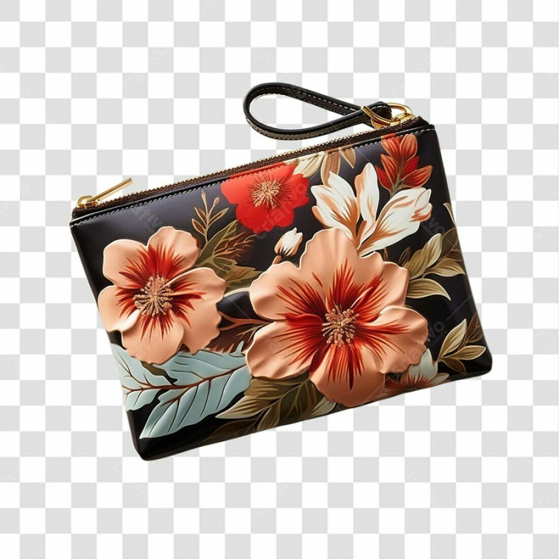 Necessaire floral PNG com fundo transparente