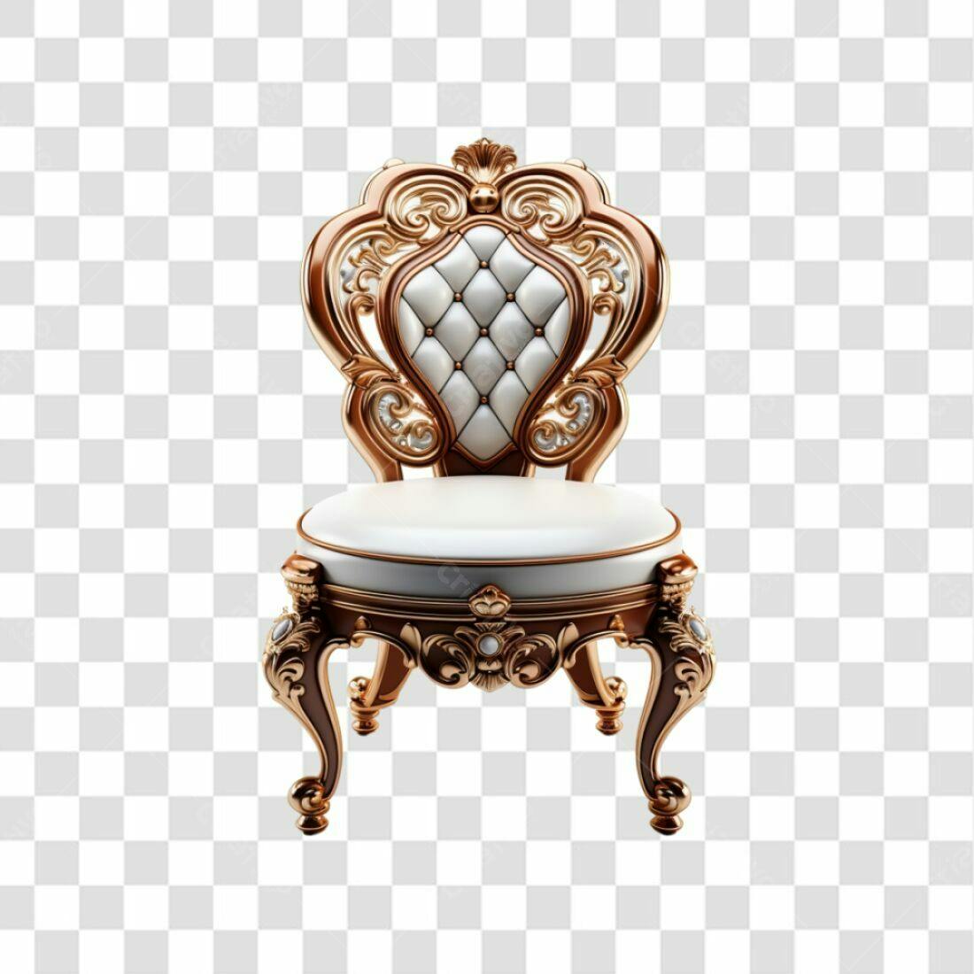 Icone Cadeira Luxo Dourado e Branco PNG com fundo transparente
