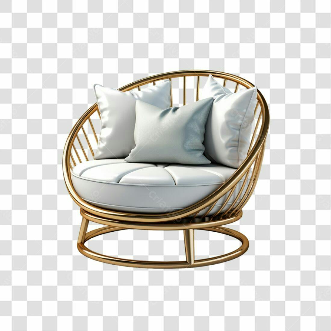 Icone Poltrona Dourada e Branca PNG com fundo transparente