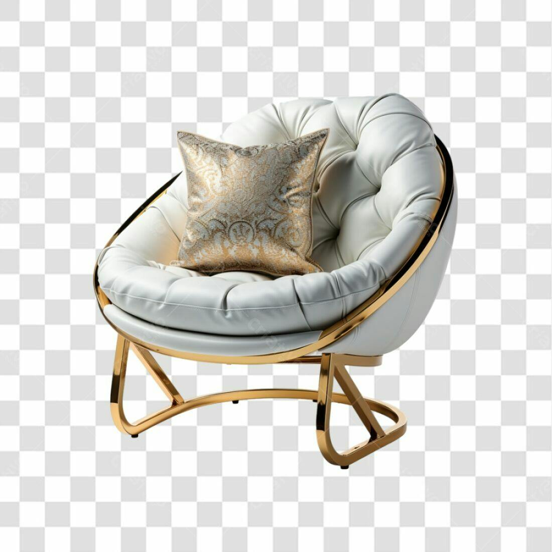 Icone Poltrona Luxo Branca e Dourada PNG com fundo transparente