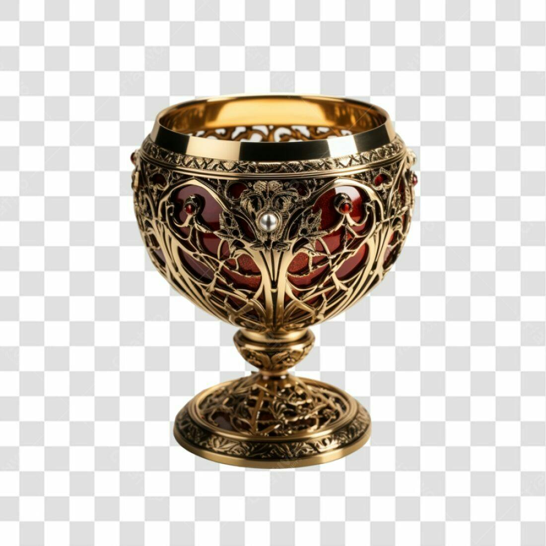 Icone Gótico Taça Dourada e Vermelha PNG com fundo transparente