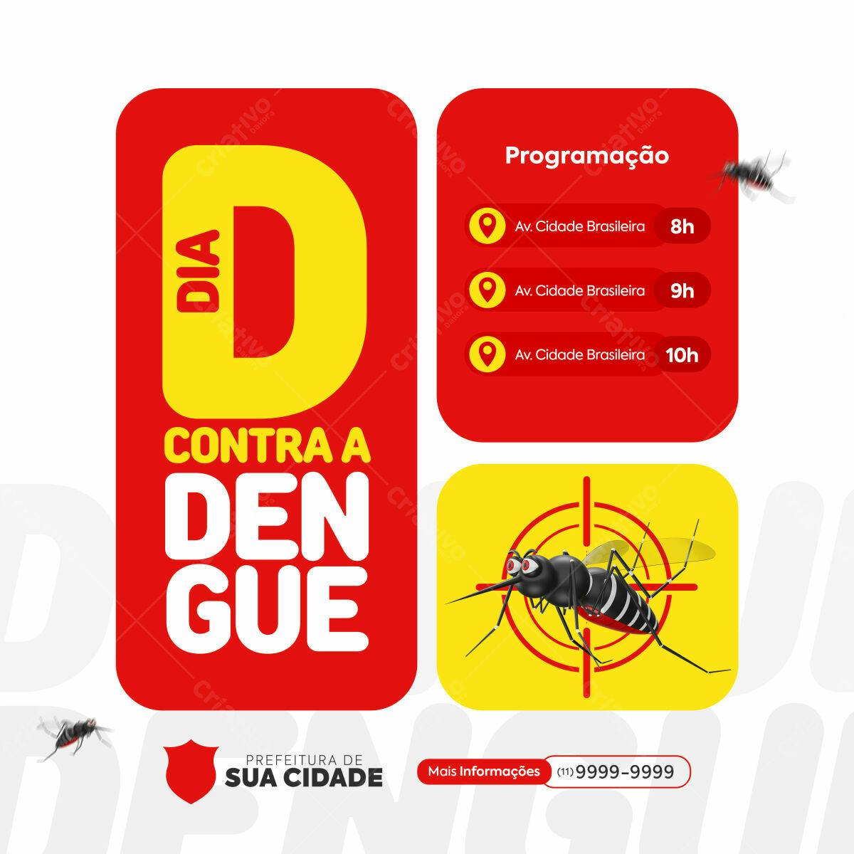 Flyer Dia D Contra a Dengue PSD Editável