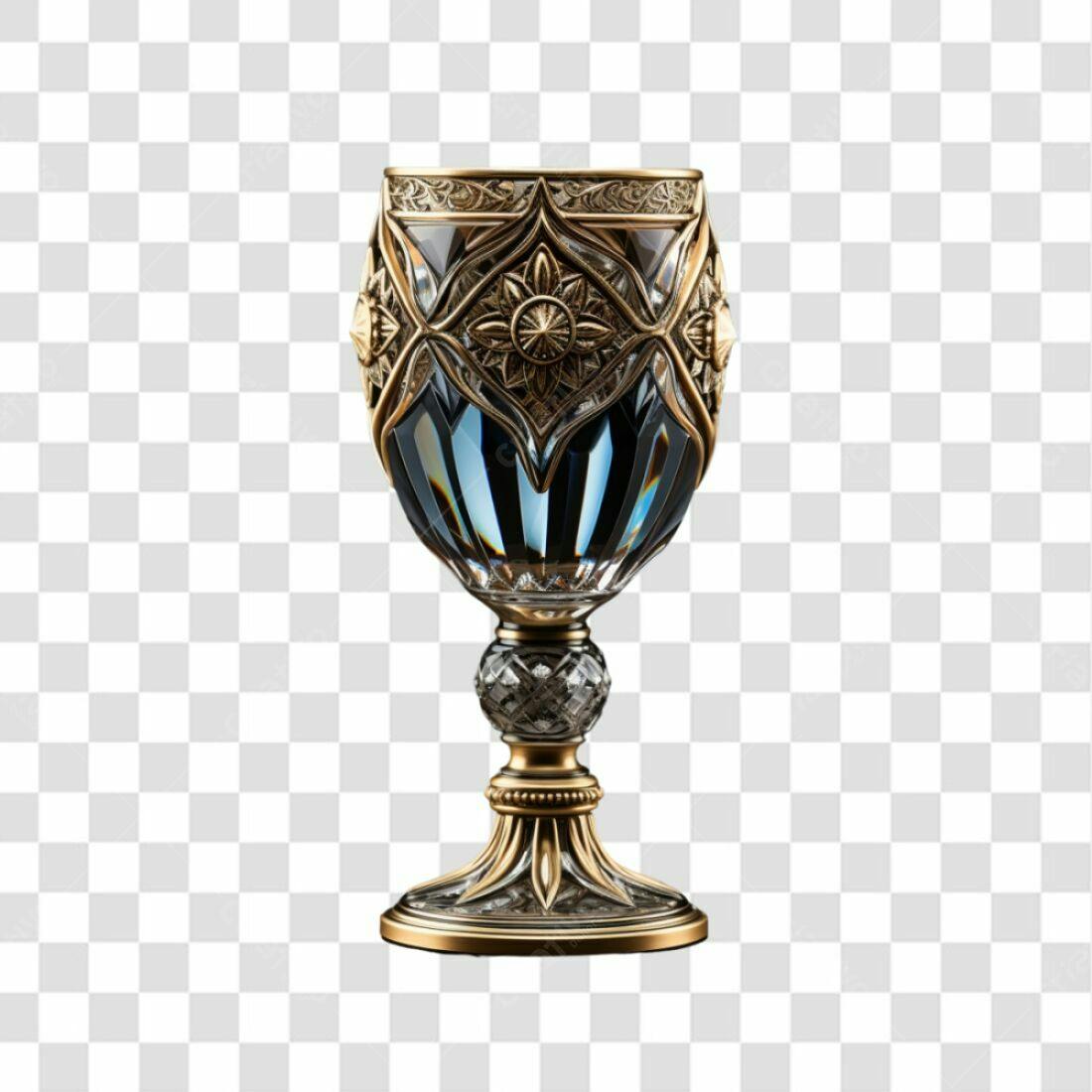 Icone Taça Luxo Dourado e Azul PNG com fundo transparente