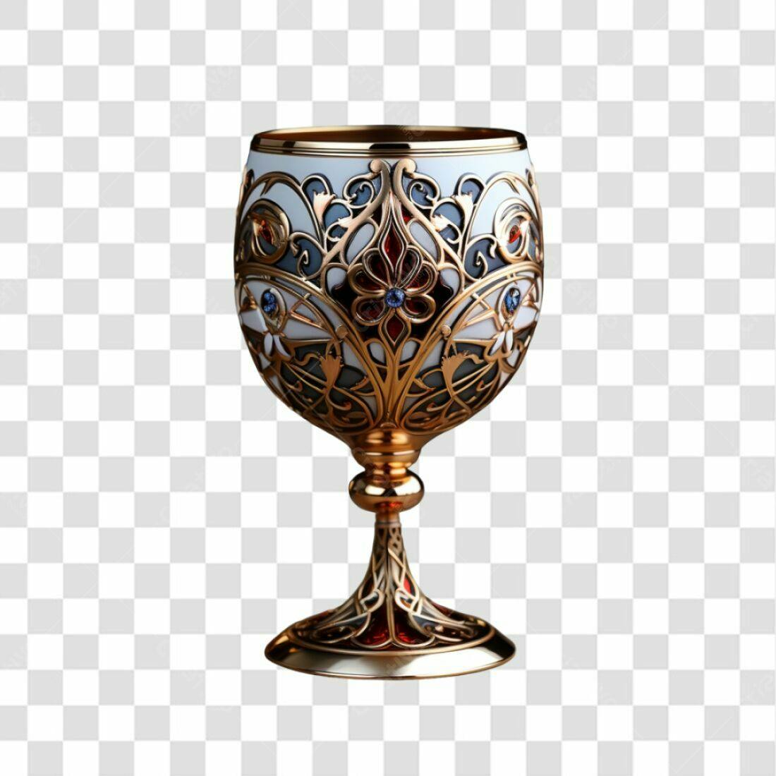 Icone Taça Decorativa Dourada e Branca PNG com fundo transparente
