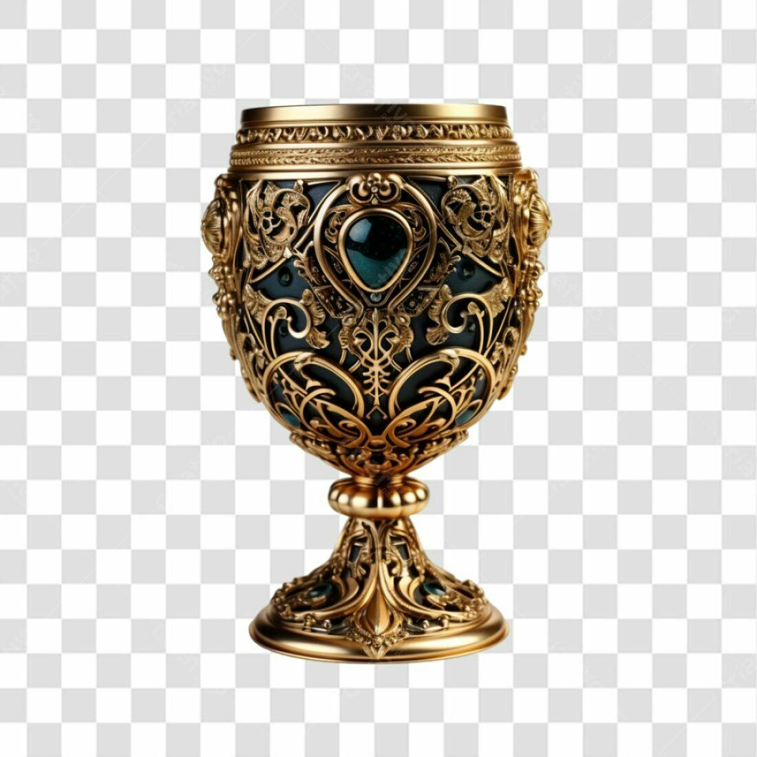 Icone Gótico Taça Dourada e Pedras PNG com fundo transparente