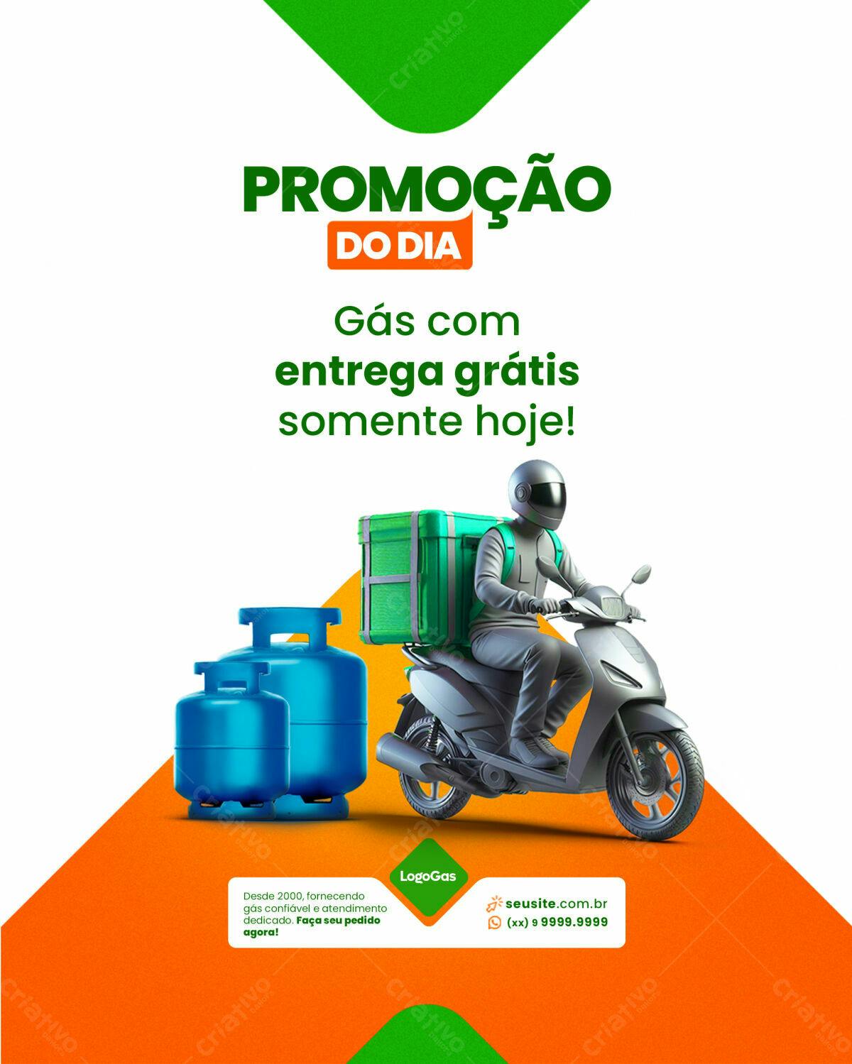 Flyer Promoção de Gás com Entrega Grátis PSD Editável