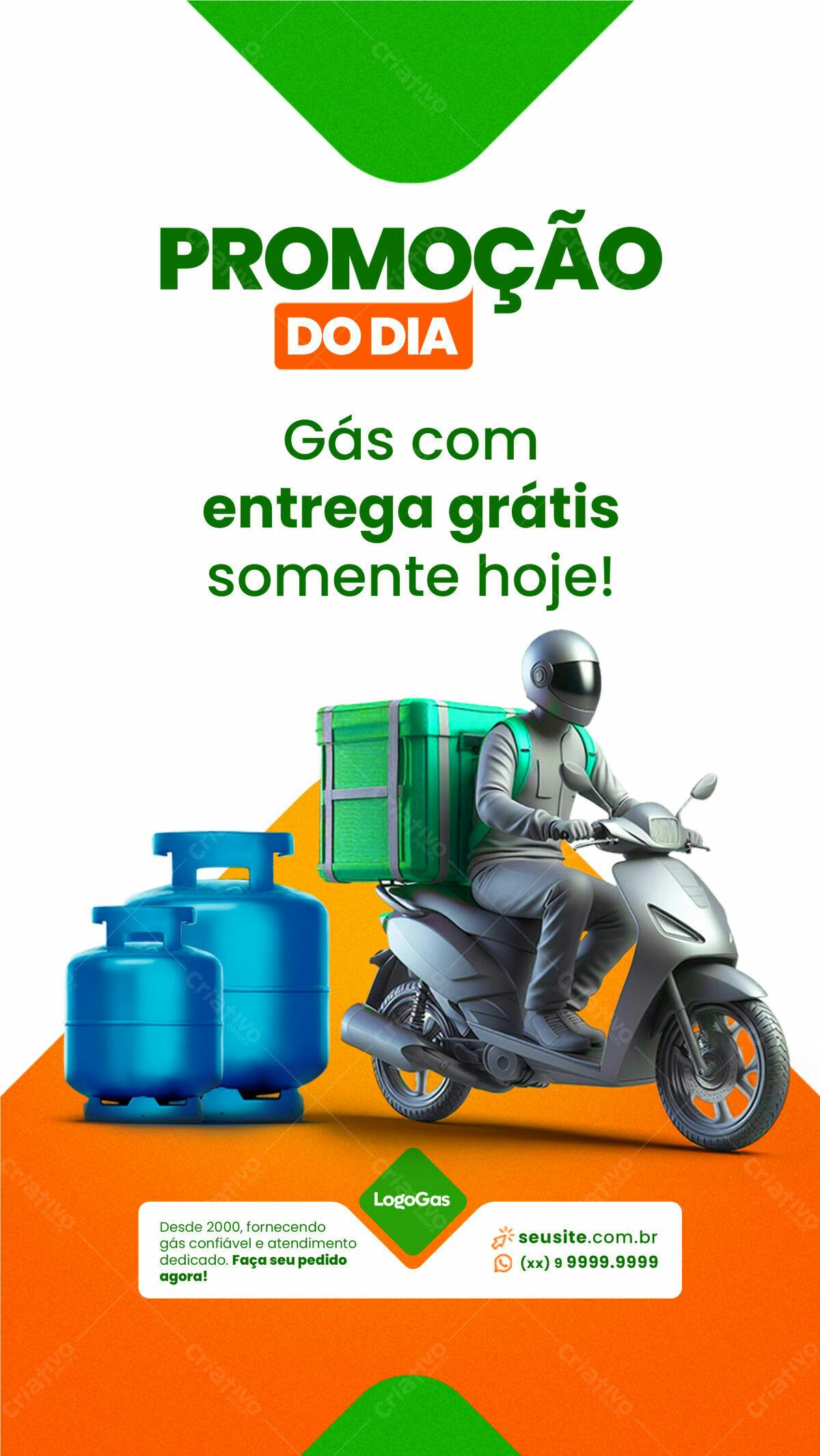 Flyer Promoção de Gás com Entrega Grátis PSD Editável