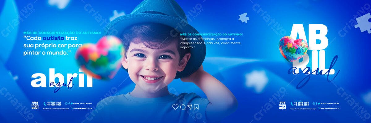 Banner Abril Azul Conscientização Autismo PSD Editável