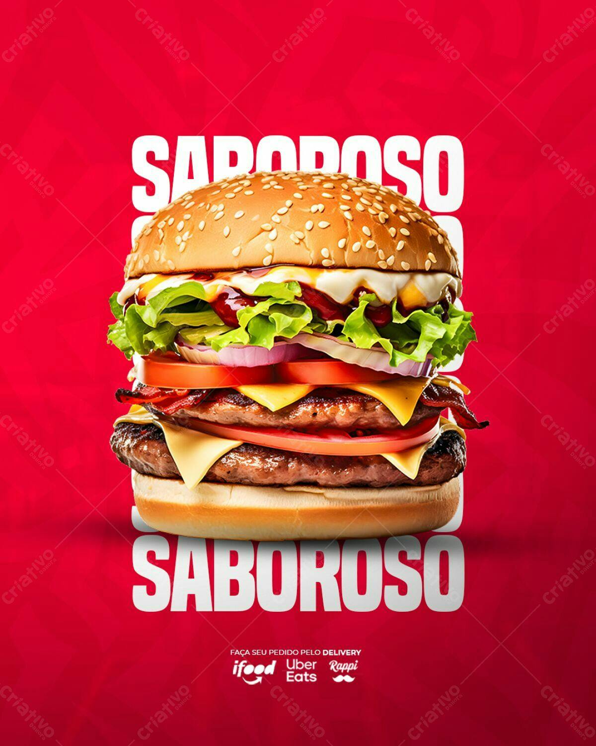 Flyer para Delivery de Hambúrguer PSD Editável