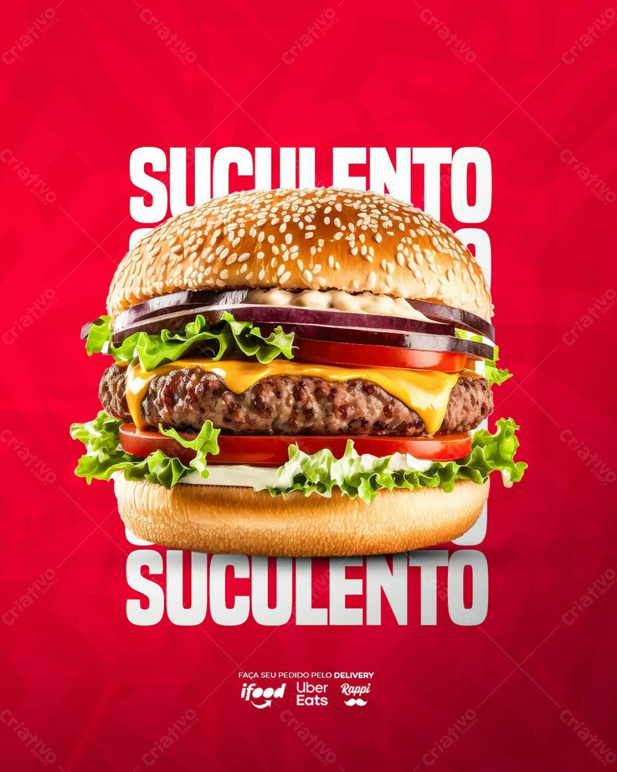 Banner para Lanchonete com Hambúrguer suculento PSD Editável