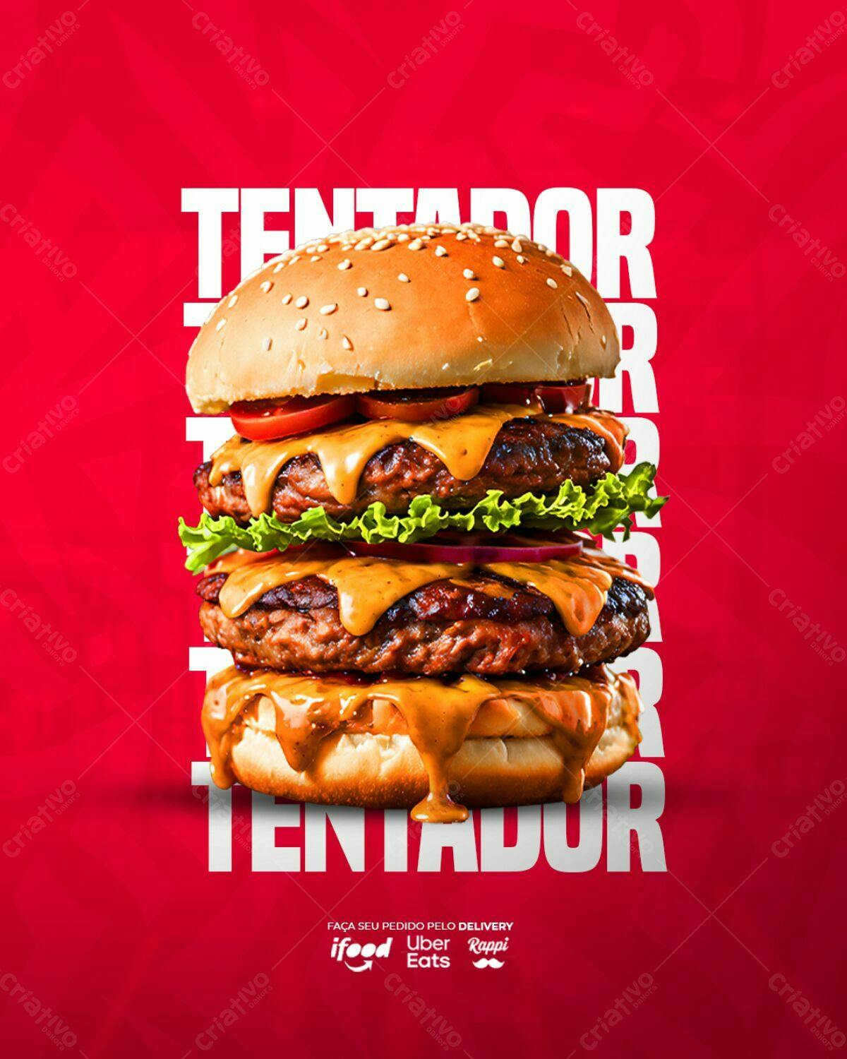 Flyer para Lançamento de Hambúrguer PSD Editável