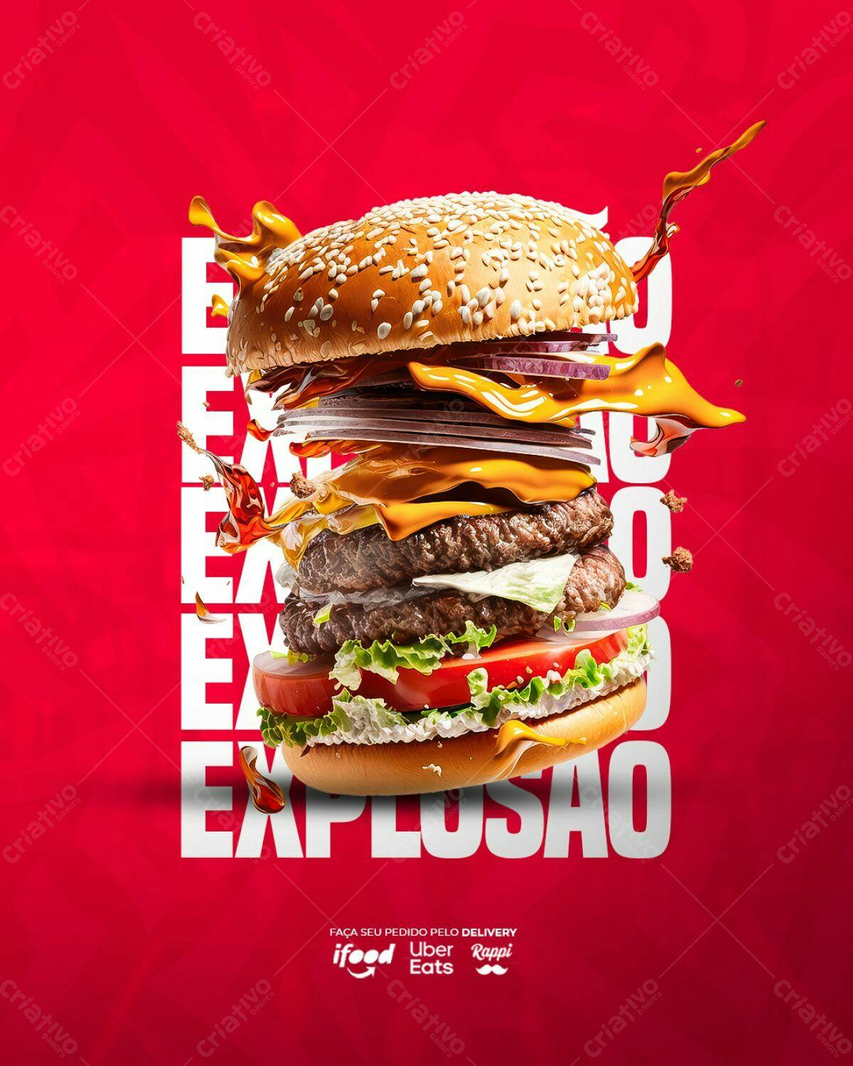 Flyer para Delivery de Hambúrguer PSD Editável