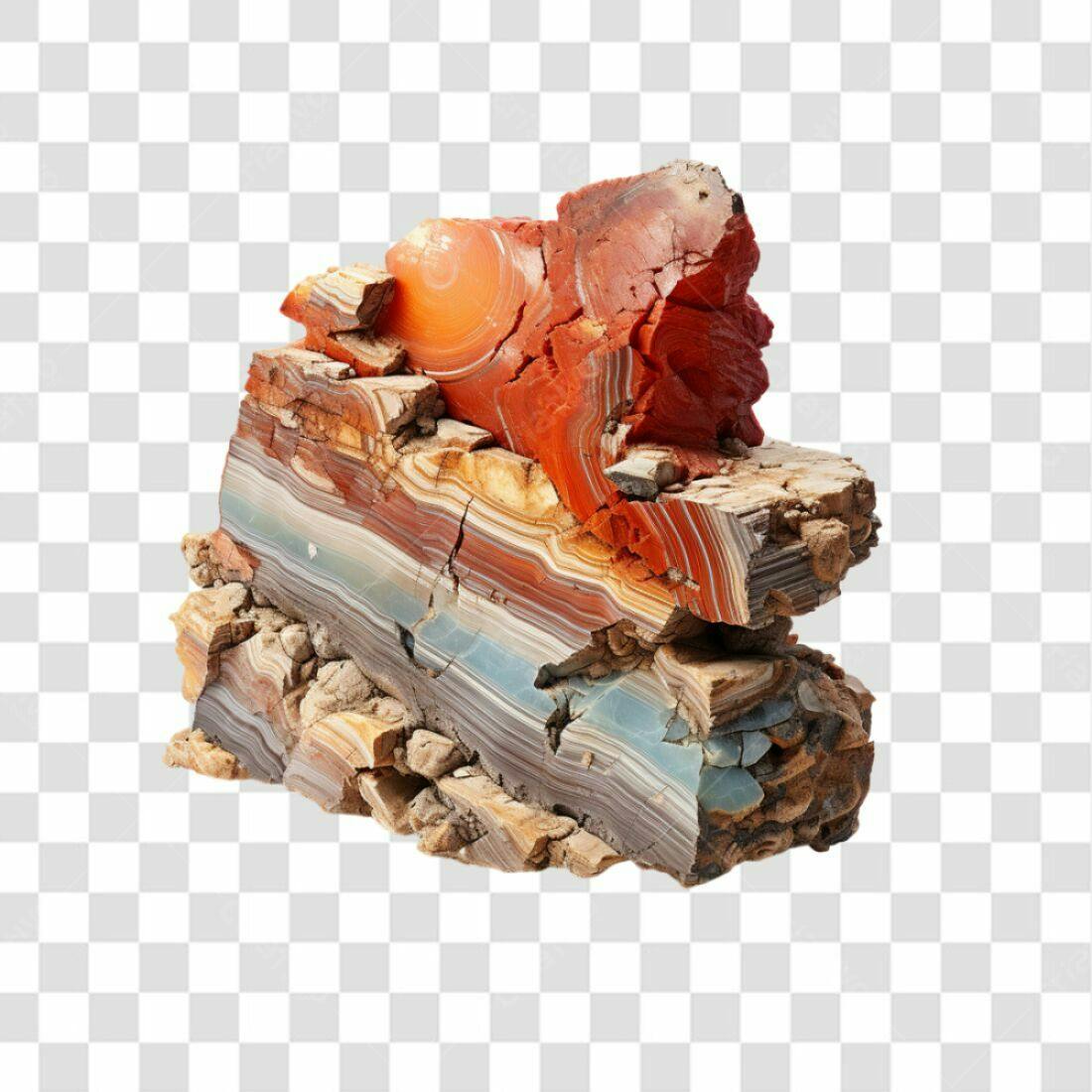 Imagem PNG com fundo transparente Pedra Agata com tons de laranja e azul