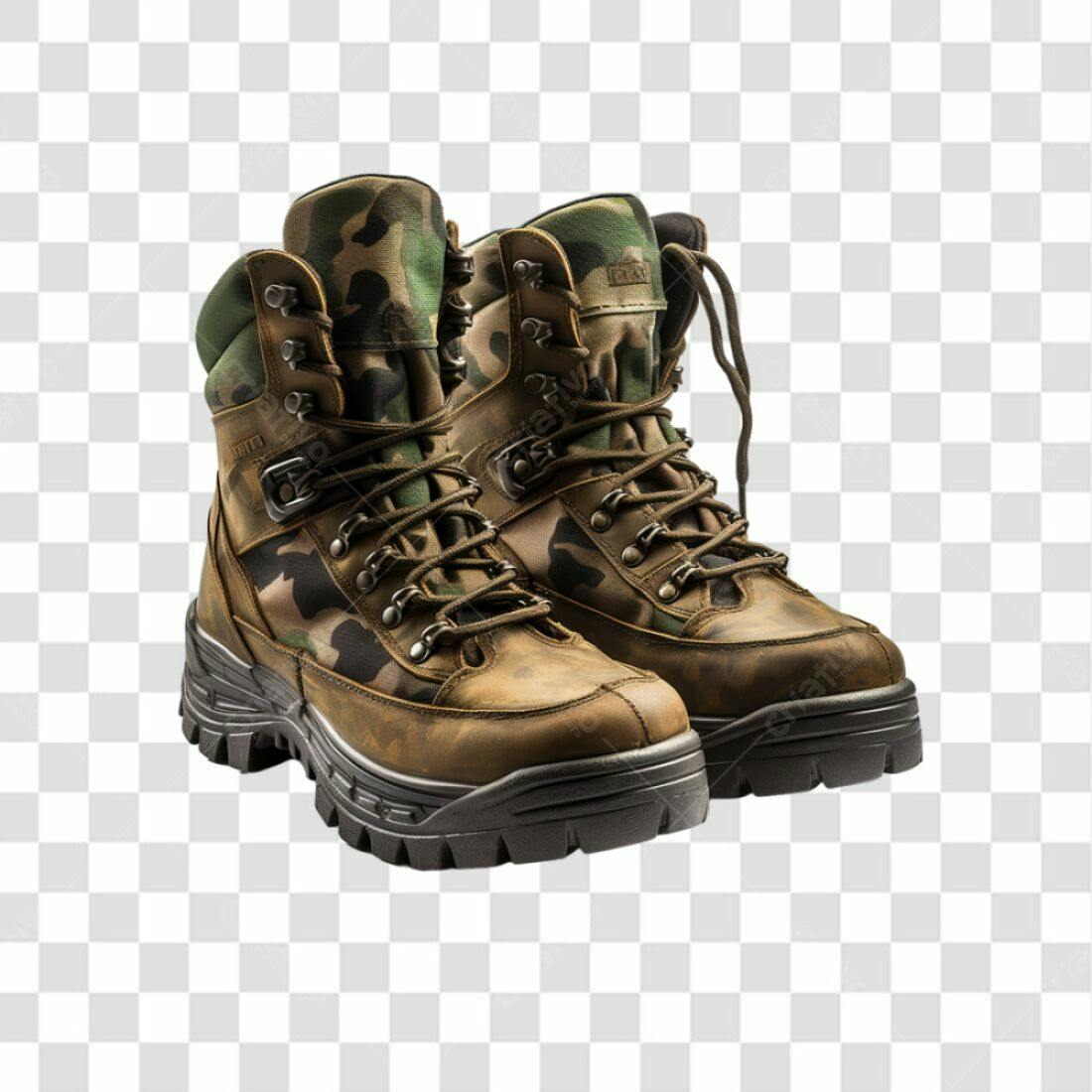 Imagem Botas de Montanha Camufladas PNG com fundo transparente