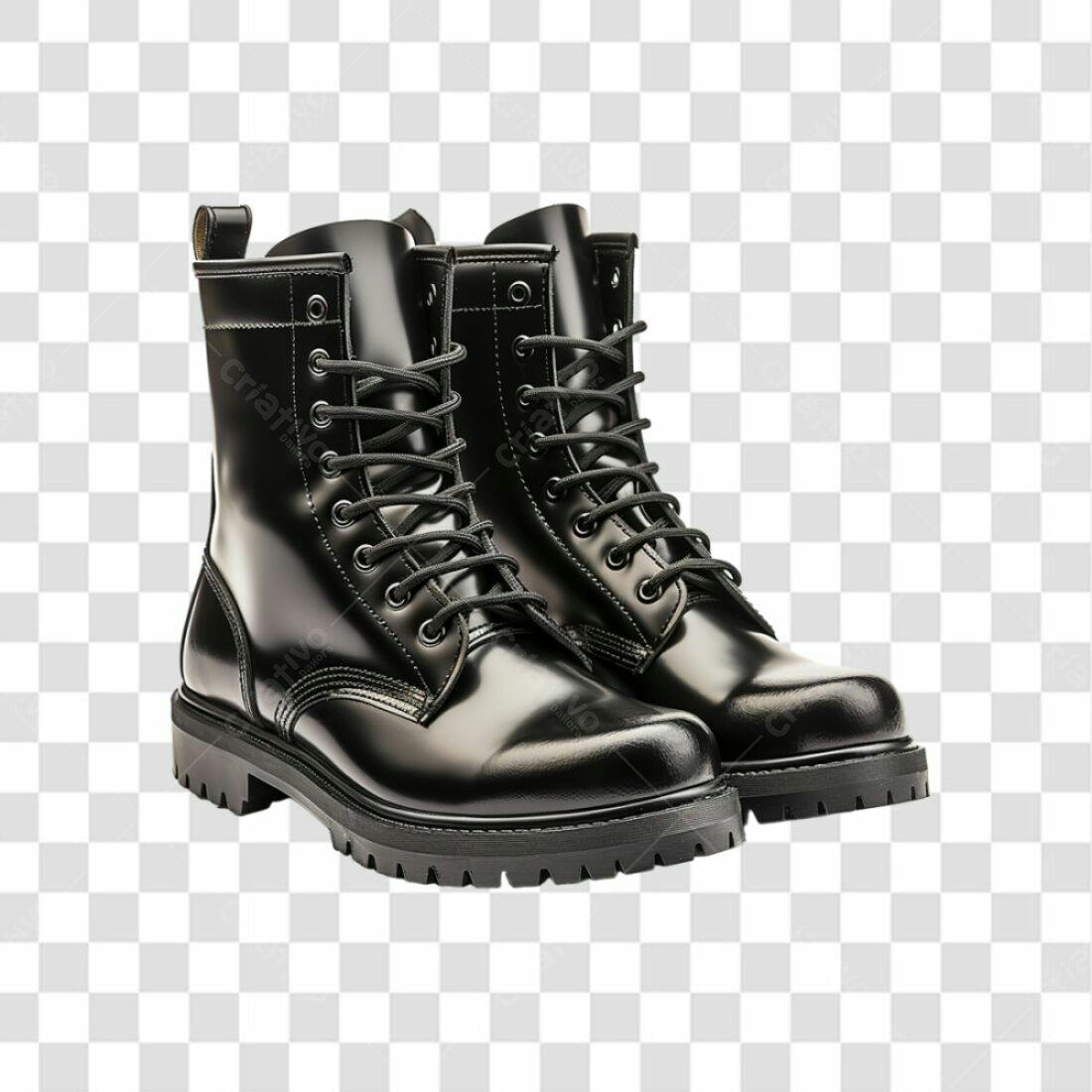 Icone Botas Pretas Couro PNG com fundo transparente