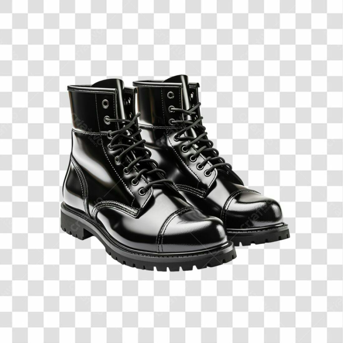 Icone Botas Pretas Couro Verniz PNG com fundo transparente