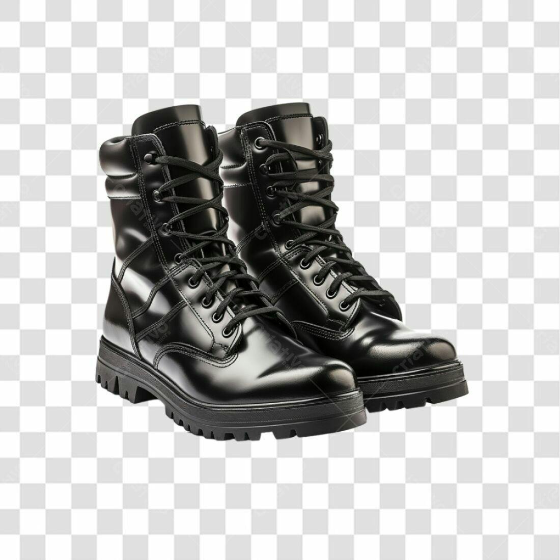 Icone Botas Táticas Pretas PNG com fundo transparente