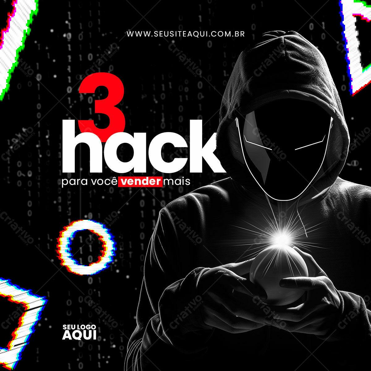 Post para Redes Sociais 3 Hacks para Vender Mais PSD Editável