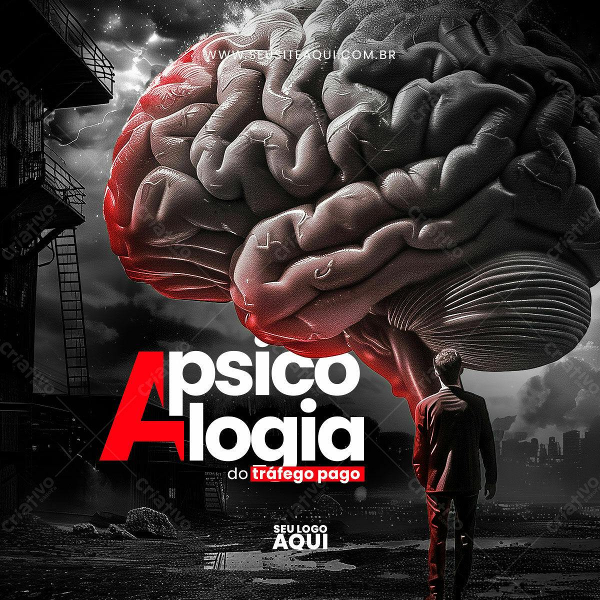 Flyer Psicologia do Tráfego Pago PSD Editável