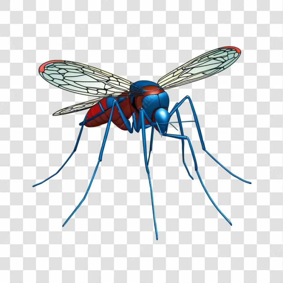 Icone Mosquito Azul e Vermelho PNG com fundo transparente