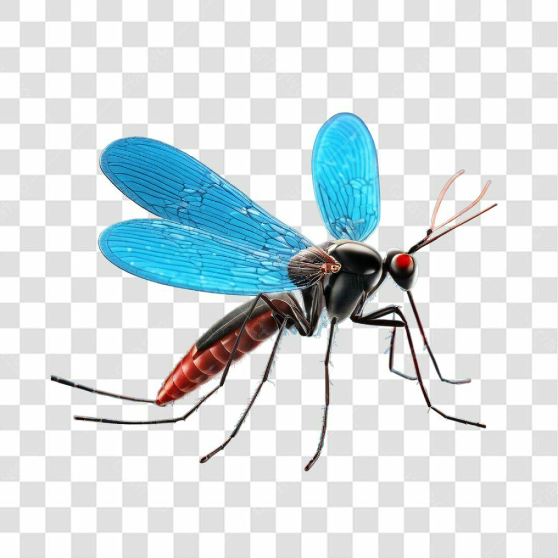 Icone Mosquito Azul e Vermelho PNG com fundo transparente