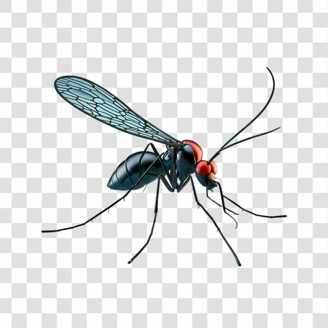 Icone Inseto Mosquito Preto e Vermelho PNG com fundo transparente