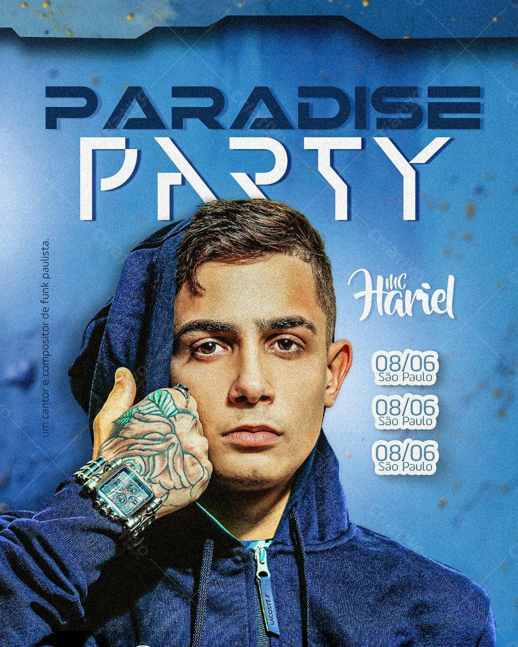 Flyer Paradise Party MC Hariel PSD Editável