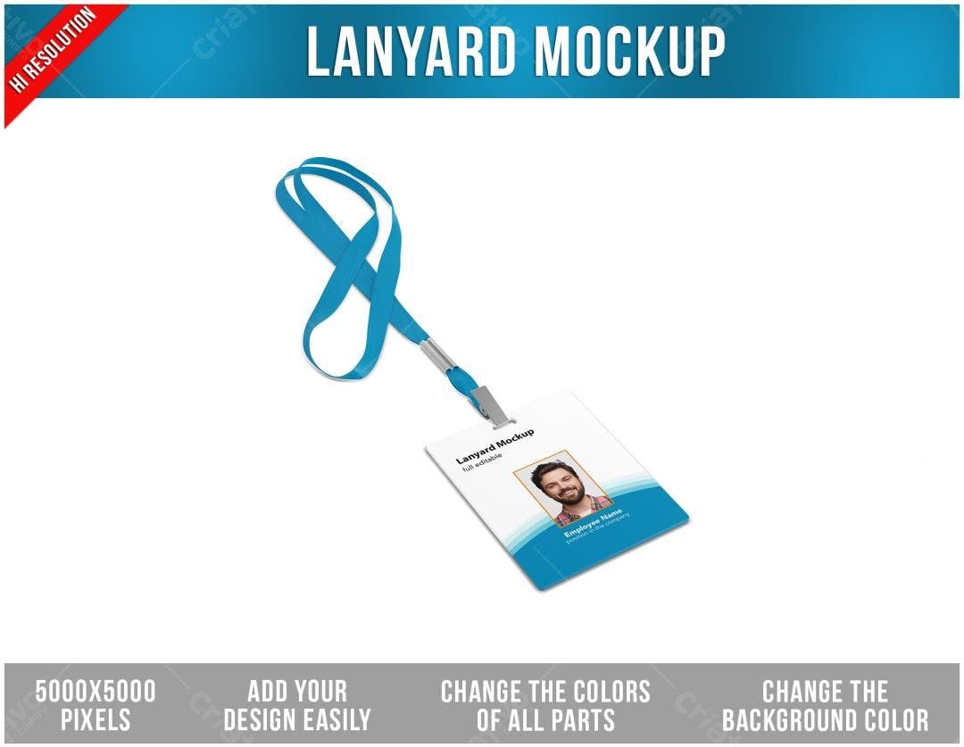 Mockup Cordão de Identificação PSD Editável