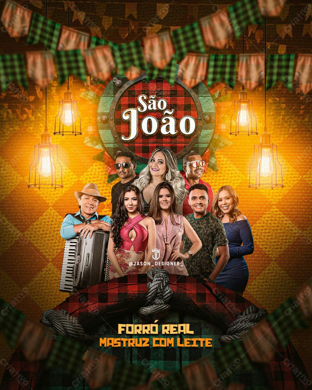 Flyer Festa Junina Forró Mastruz com Leite PSD Editável