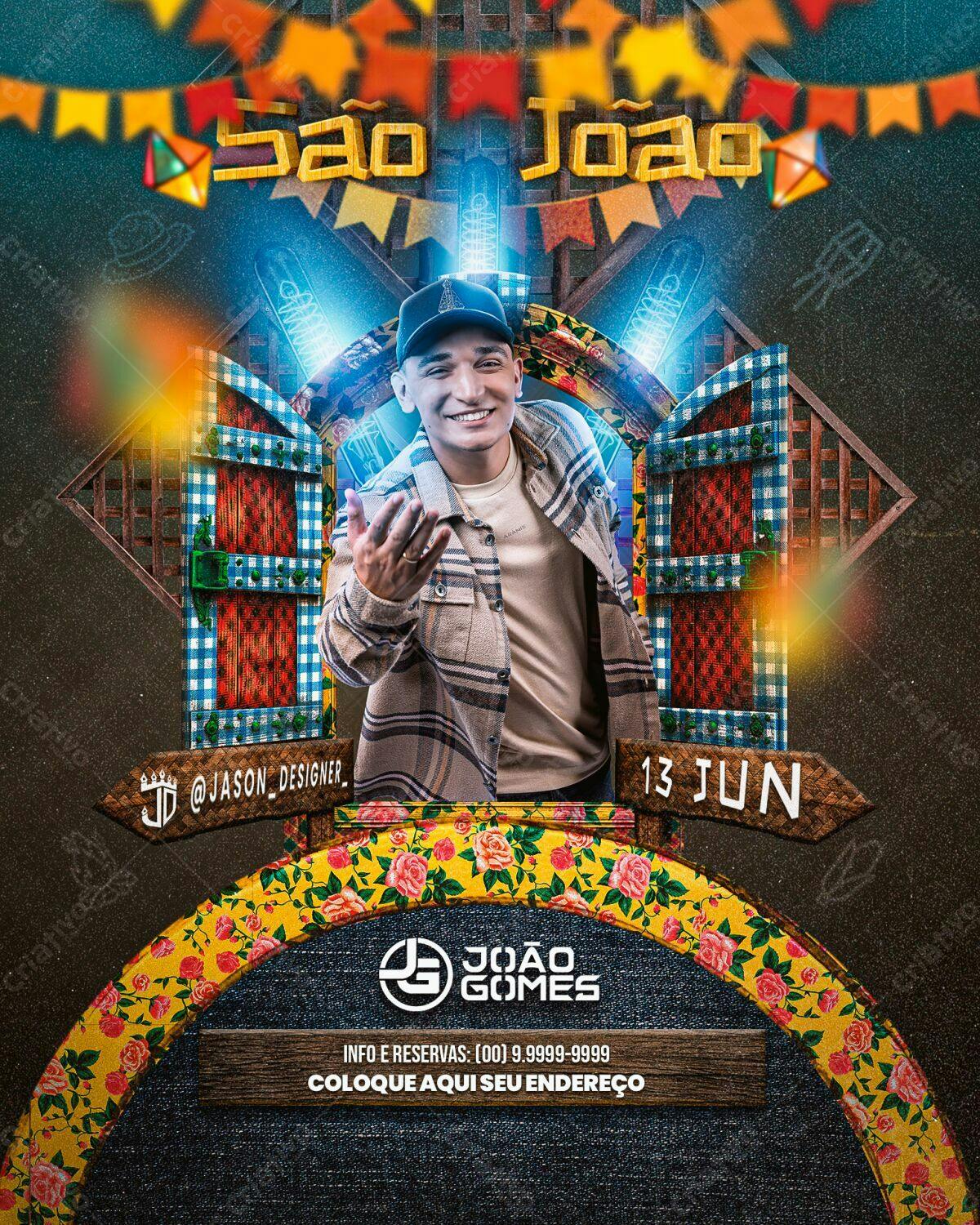 Flyer Festa Junina com Cantor PSD Editável