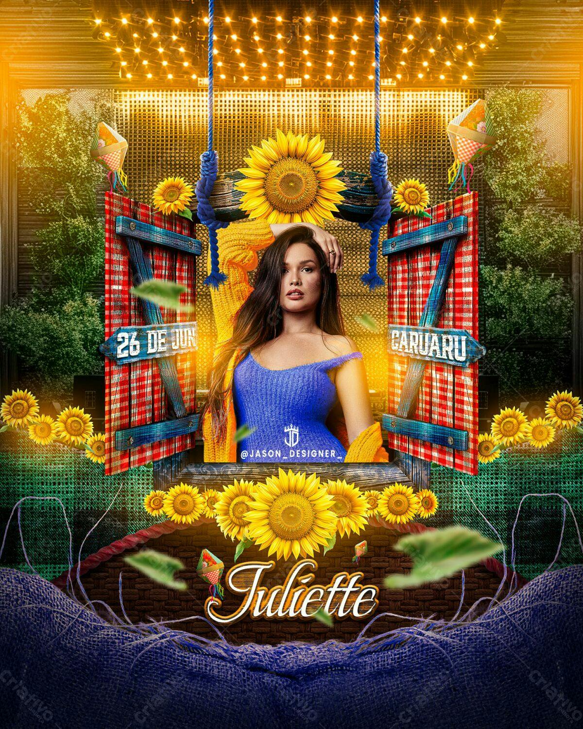 Flyer Festa Junina com Juliette PSD Editável