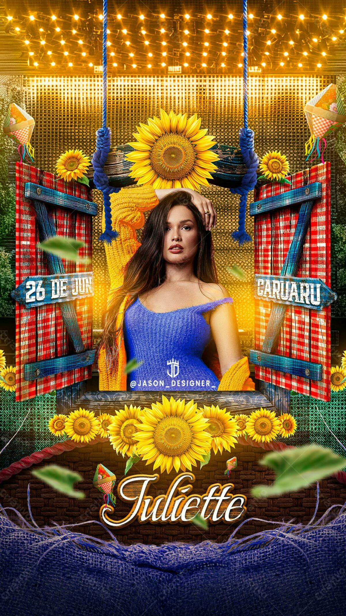 Flyer Festa Junina com Girassóis PSD Editável