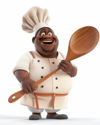 Cartoon de homem negro chef de cozinha 3d 4