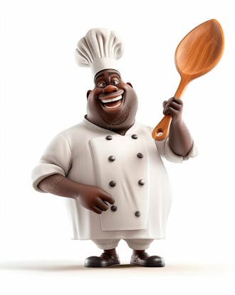 Cartoon de homem negro chef de cozinha 3d 18