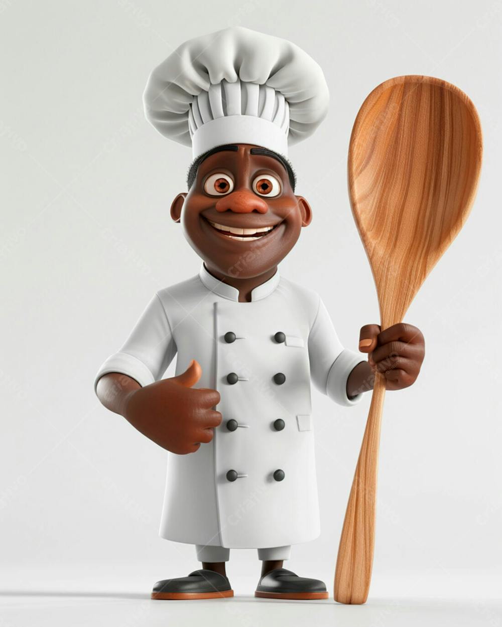 Cartoon De Homem Negro Chef De Cozinha 3D 21