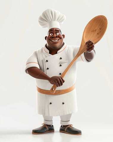 Cartoon de homem negro chef de cozinha 3d 27