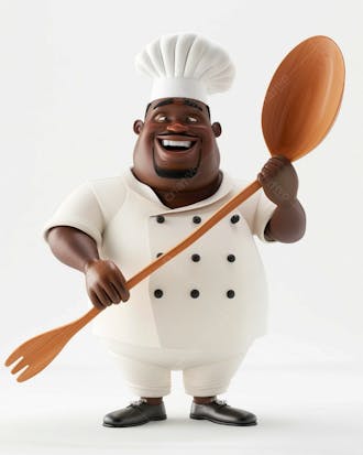 Cartoon de homem negro chef de cozinha 3d 28
