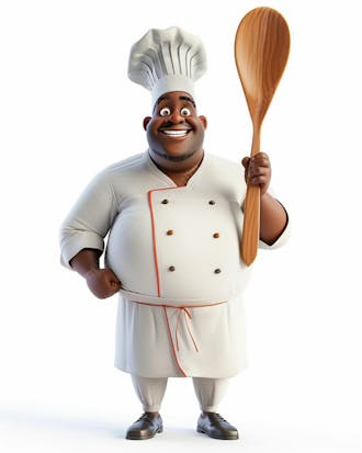 Cartoon de homem negro chef de cozinha 3d 29