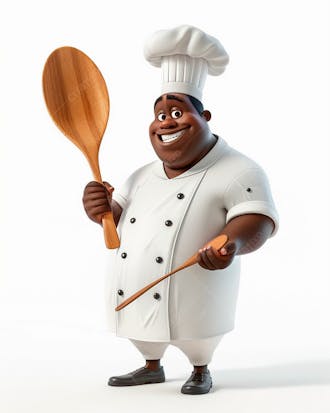 Cartoon de homem negro chef de cozinha 3d 31