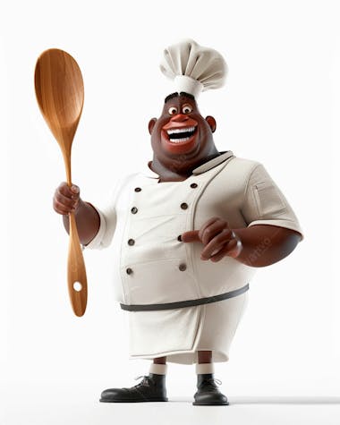 Cartoon de homem negro chef de cozinha 3d 32