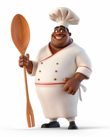 Cartoon de homem negro chef de cozinha 3d 36