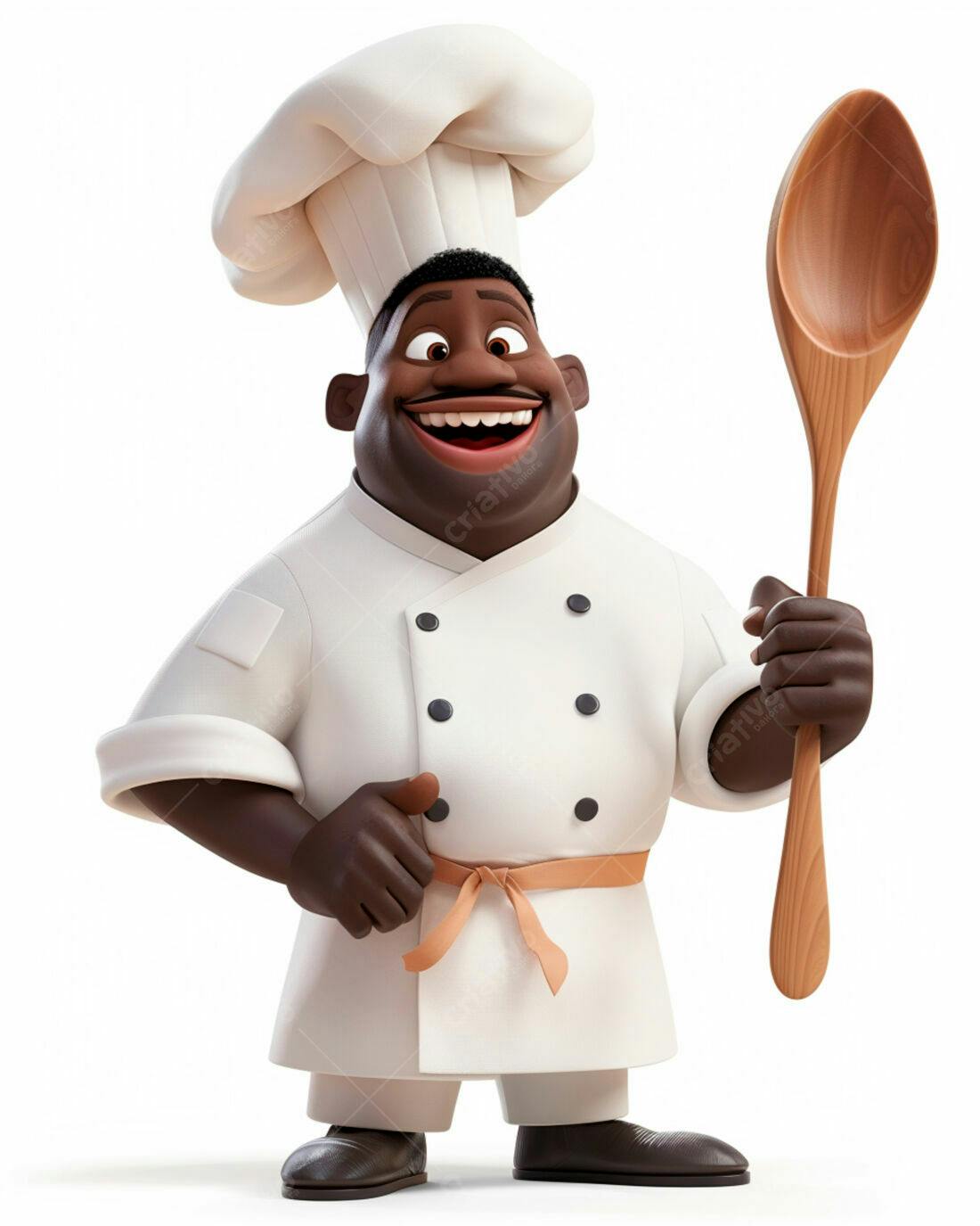 Chef feliz com colher de pau