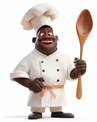 Cartoon de homem negro chef de cozinha 3d 38