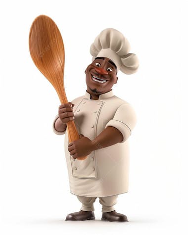 Cartoon de homem negro chef de cozinha 3d 47