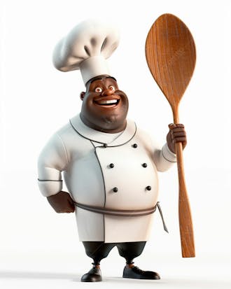 Cartoon de homem negro chef de cozinha 3d 50