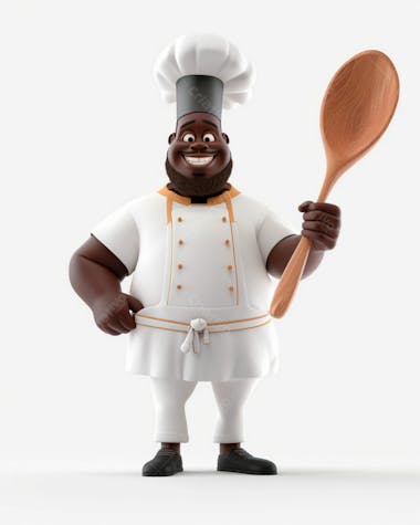 Cartoon de homem negro chef de cozinha 3d 53